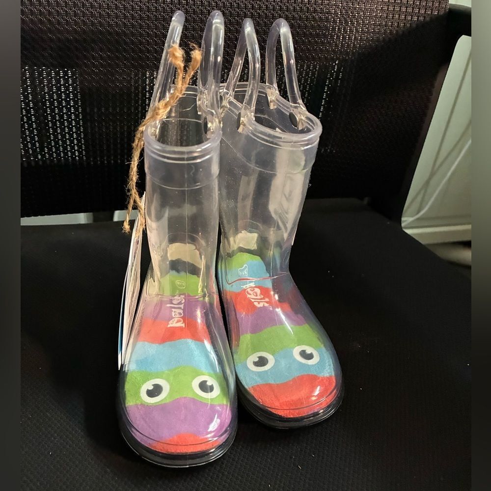 Pals PEEK-A-BOOTS Clear Transparent Kids Toddler Rain Boots Sz 5/6